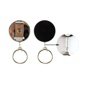 Metal badge reel with clip and key ring